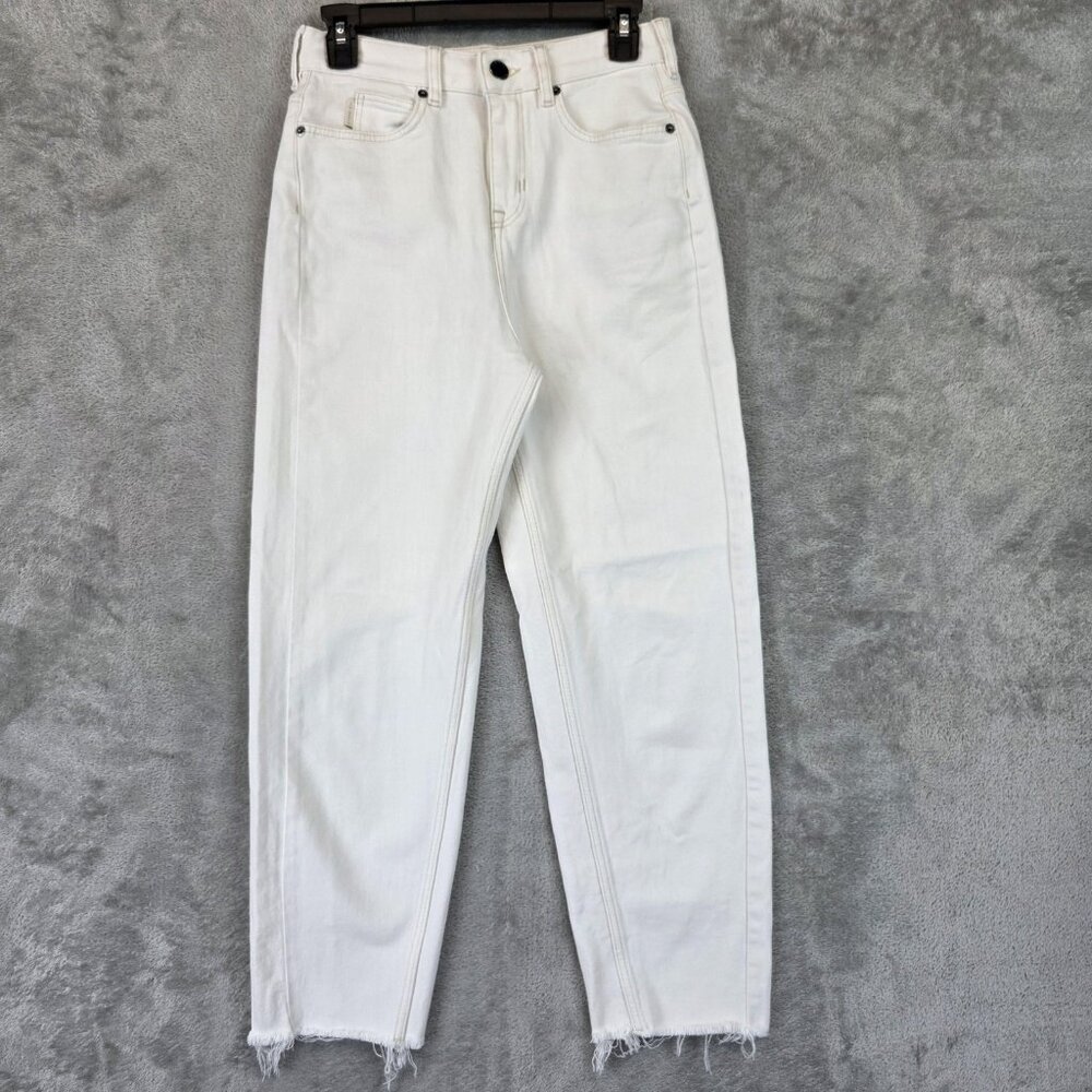 Ted Baker Jeans Womens 26 White High Rise Straight Leg Raw Hem Denim Casual